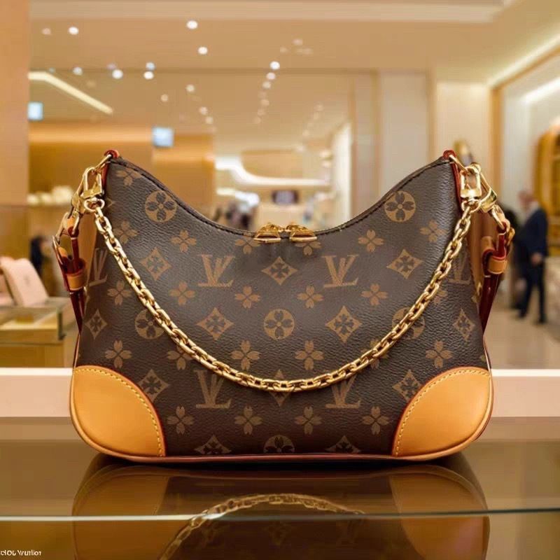 Physical With Label L Croissant Bag Chip 2025 New Leather V Chain Single Shoulder Underarm Crossbody Portable Printed Bag_voghion.com