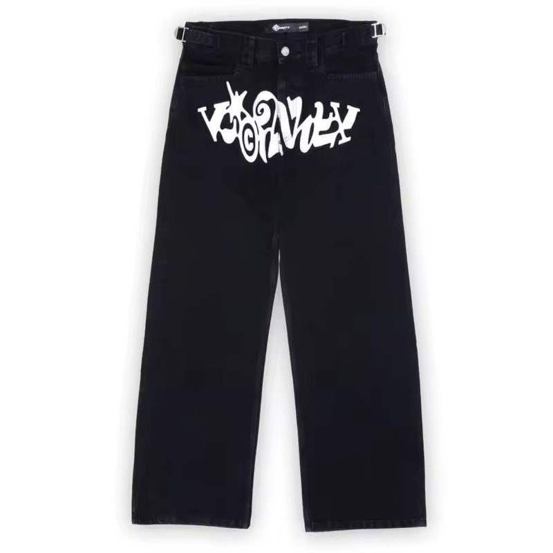 Vêtements pour hommes, vente chaude, jeans imprimés à lettres tendance pour hommes au printemps et en automne, pantalons amples droits à jambes larges de marque hip hop de grande rue_voghion.com
