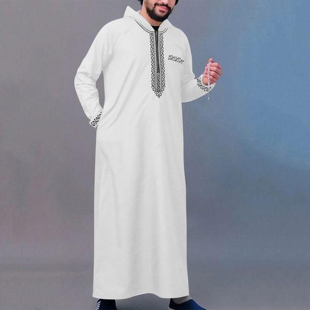 Herrenbekleidung Neue Herrenrobe mit loser Kapuze Luxus bestickte Langarm-Moslemkleidung für Herren Robe aus dem Nahen Osten Juba Sobi_voghion.com