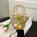 Woven For Women New Fashion Niche Shoulder Summer Vacation Beach Underarm Bucket Straw Bag_voghion.com