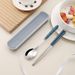 Wheat Straw Stainless Steel Portable Tableware Chopsticks Spoon Fork Three-Piece Set For Students Adults Travel Canteen_voghion.com