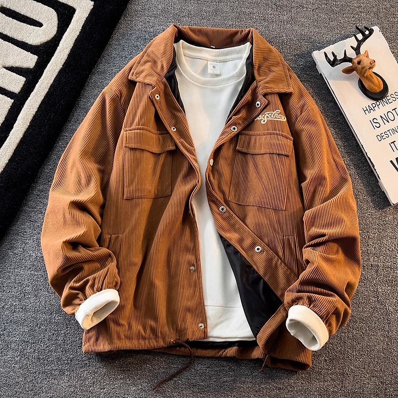 ​​Herrenjacke im amerikanischen Retro-Stil, schwer – locker sitzende, lässige Oberbekleidung im Vintage-Stil für Frühling und Herbst​​_voghion.com