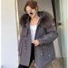 Women's Fashionable Parka Coat With Detachable Fox Fur Collar & Otter Rabbit Fur Lining, Mid-Length Winter Jacke For Casual Style_voghion.com