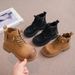 Mother & Kids Short Boots Fashionable Soft Kids' Chunky Sole Ankle Boots - Soft Leather Casual Boots For Boys & Girls - Black & Yellow - Sizes 26-37_voghion.com