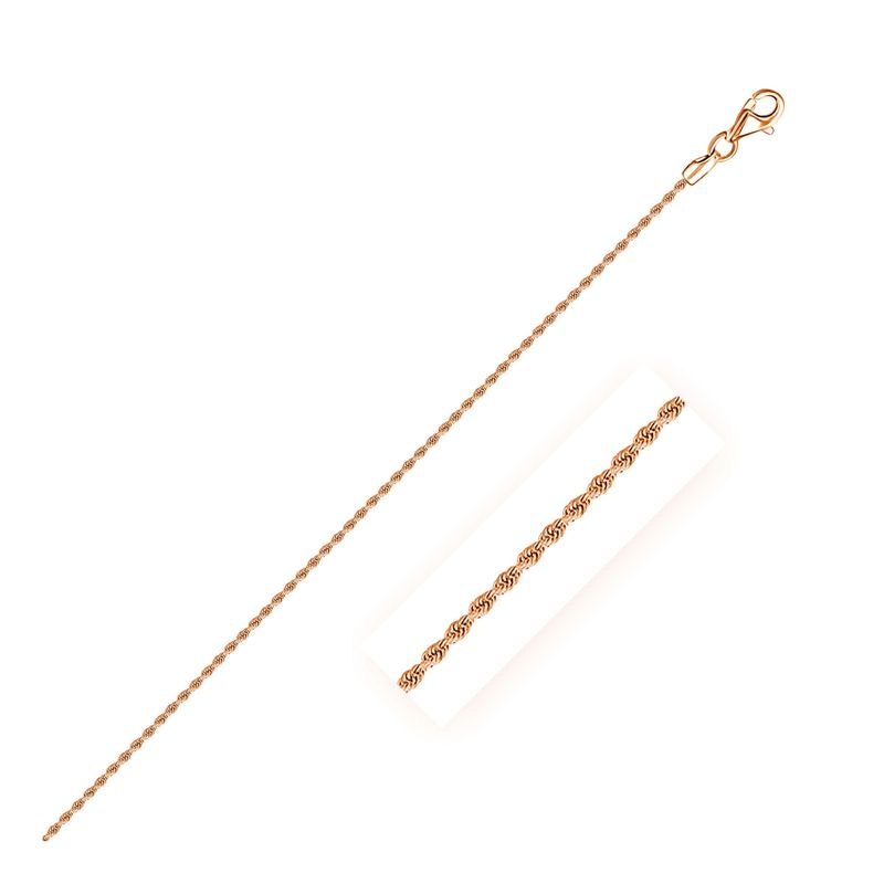 14k Rose Gold Solid Diamond Cut Rope Chain 1.5mm_voghion.com