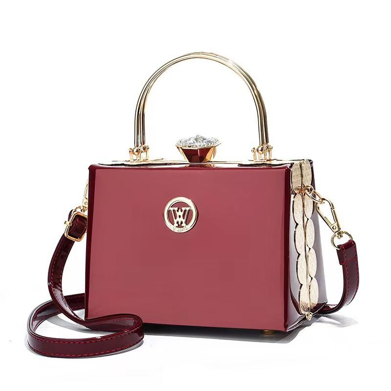 Piccola borsa da donna mini design di nicchia clip in acciaio borsa da donna elegante borsa a tracolla in pelle laccata brillante trendy_voghion.com