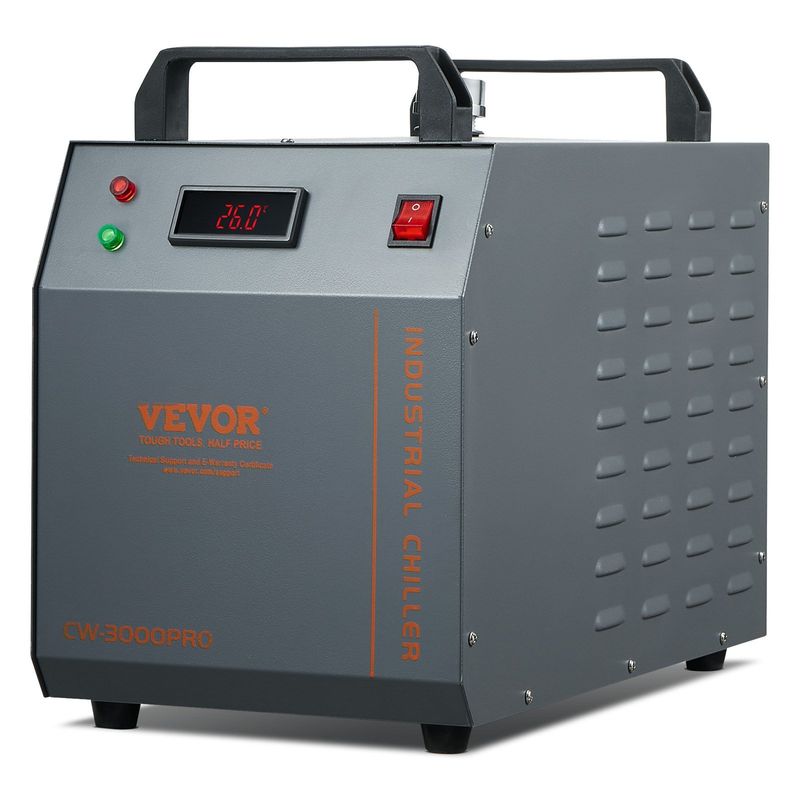 Industrial Water Chiller, CW-3000(PRO), 150W Air-Cooled Industrial Water Cooler Cooling System with 12L Water Tank Capacity 18 L/min Max Flow Rate, fo_voghion.com
