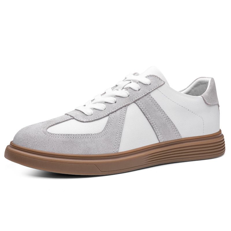Retro Leder Farblich passende Plattform Casual Sports Board Schuhe Dexun Flying Weaving Matte Plattform Herrenschuhe_voghion.com