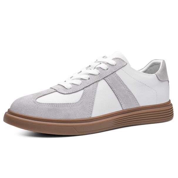 Retro Leder Farblich passende Plattform Casual Sports Board Schuhe Dexun Flying Weaving Matte Plattform Herrenschuhe_voghion.com