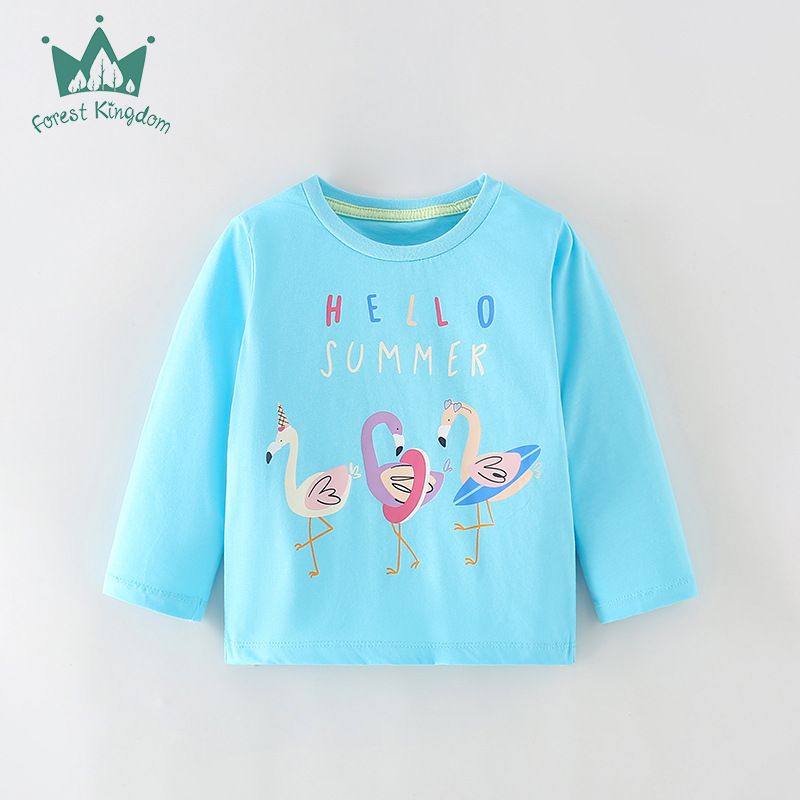 Children's Long Sleeve T-shirt Girl's Top Cartoon Flame Bird Pattern_voghion.com