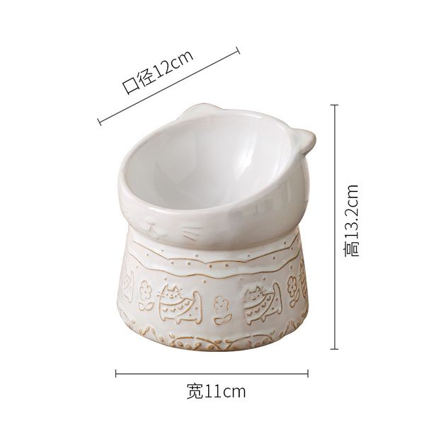 Retro-Futternapf aus Keramik mit Anti-Erstickungsgefahr, großer Durchmesser, Anti-Schwarz-Effekt, für Hunde, Katzen und Wasser._voghion.com