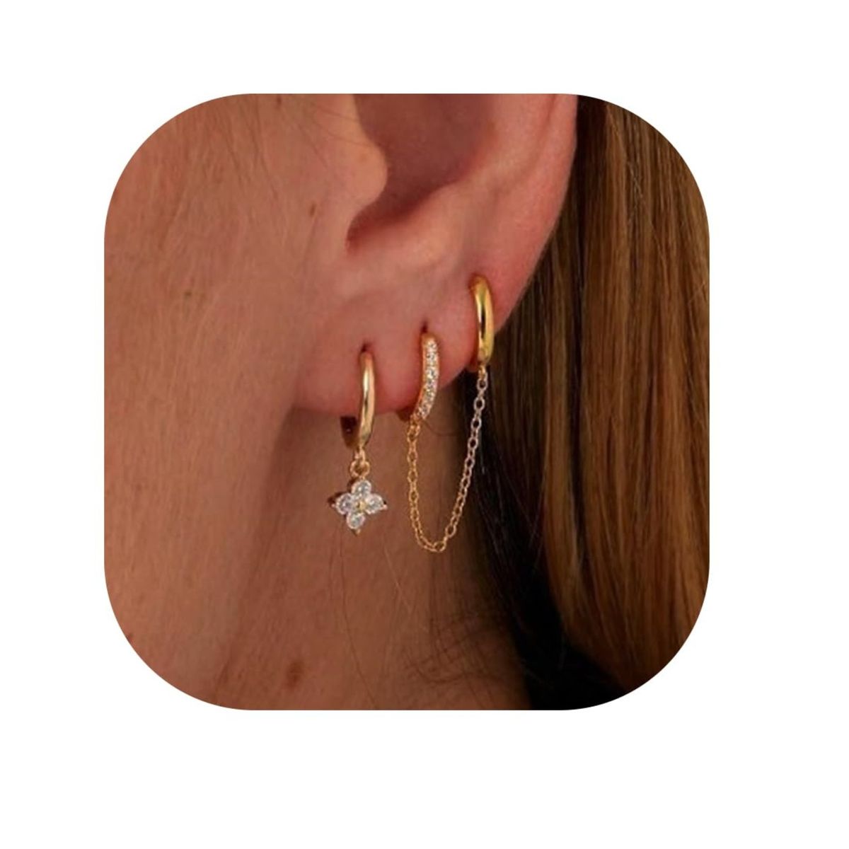 Ottone placcato in oro vero, molto venduto, catena a forma di fiore con zircone, set di orecchini da donna alla moda e versatili_voghion.com