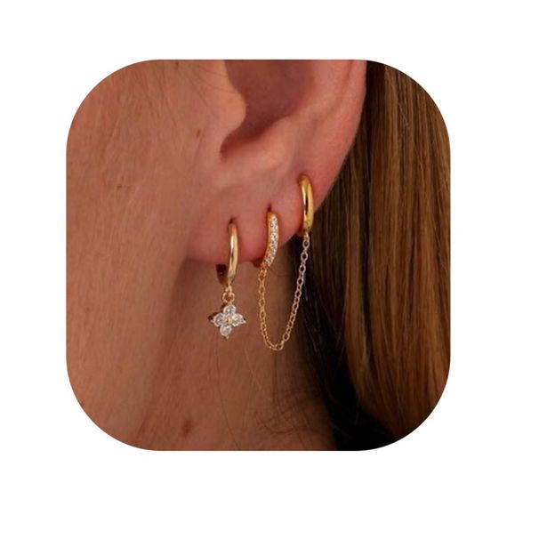 Ottone placcato in oro vero, molto venduto, catena a forma di fiore con zircone, set di orecchini da donna alla moda e versatili_voghion.com