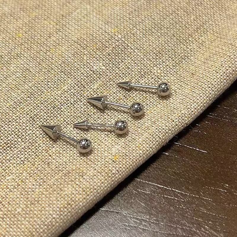 Round Ball Cone-shaped Little Devil Bone Titanium Steel Non-fading Pointed Screw Ear Cartilage Ins Lip Stud Ins Lip Stud_voghion.com