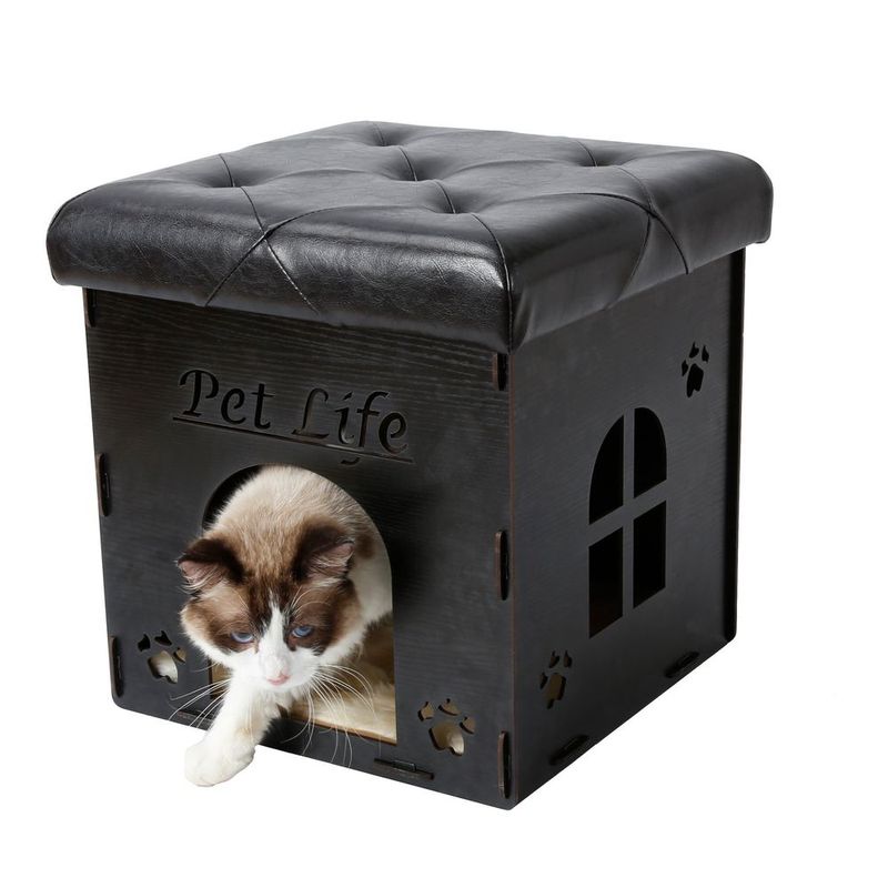 Pet Life Foldaway Collapsible Designer Cat House Furniture Bench_voghion.com