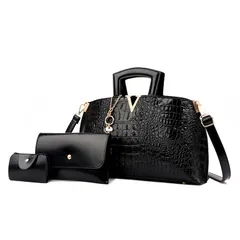 Women's Handbag Stylish Alligator Print Women's Shoulder Bag Crossbody Bag Three-piece Set Bag