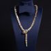 Real Gold Micro Pave Snake Necklace And Earring Set With Elastic Clasp For Women_voghion.com