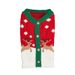 Stickad julkläder för husdjur Klassisk röd och grön dubbel hjort snö snöflingekofta med knappar Bichon pudeltröja_voghion.com