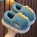 Pantofole invernali a forma di dinosauro per bambini - Calde pantofole in cotone foderate in pile con suola antiscivolo per bambini e bambine (disponibili diversi colori e taglie)_voghion.com