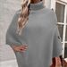 Damen-Cape-Poncho mit hohem Kragen, Strickpullover, Wickelmantel, weiche Polyestermischung, Oversized-Schnitt, Herbst- und Wintermode_voghion.com