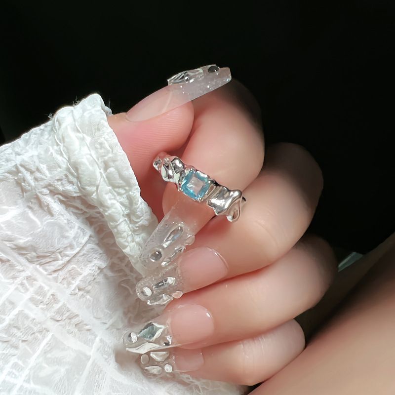 Korean Style Exquisite Ice Blue Full Diamond Flower Fashion For Women Minimalist Light Luxury High-end Sweet Cool_voghion.com