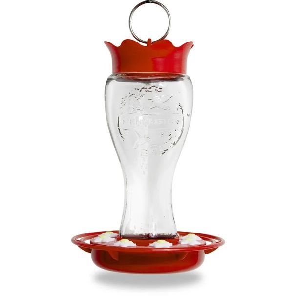 Glass Hummingbird Feeder 16oz Ant Moat Bee Resistant Wide Mouth Easy Clean Durable Weatherproof Hanging Bird Feeder_voghion.com