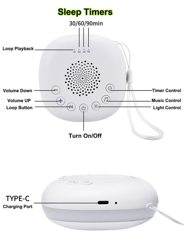 White Noise Machine Baby Soothing Portable White Noise Machine Breathing Night Light_voghion.com