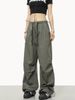 American Style Wide-Leg Cargo Unisex Summer New Drawstring Elastic Waist Versatile Sports Casual Pants_voghion.com