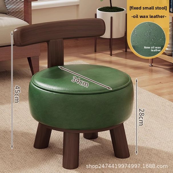 Home Rotatable Backrest Small Chair Low Solid Wood Living Room Sofa Coffee Table Simple Soft Cushion Shoe Changing Stool_voghion.com