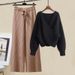 Women's Clothing Outfit With High Gentle Sweater Knitted Wide Leg Pants Suit Goddess Two Piece Suit_voghion.com