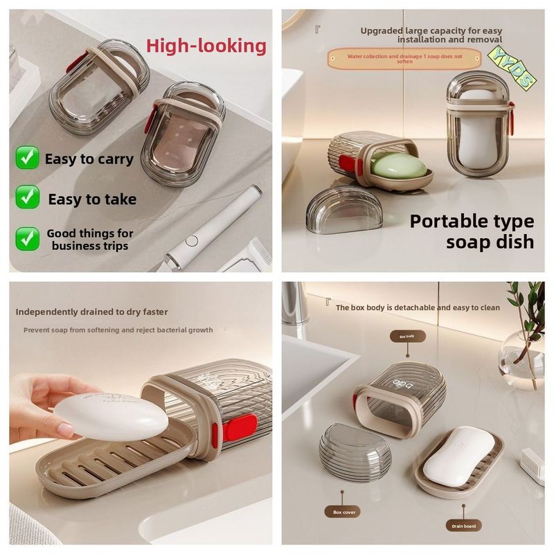 Business Trip Mini Storage Luxury Travel Sealed Portable With Lid Drainage Soap Box_voghion.com
