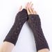 Solid Color Hollow Leaf Exposed Gloves For Women's Autumn And Winter New Mesh Warm Knitted Yarn Half Finger Arm Cover_voghion.com