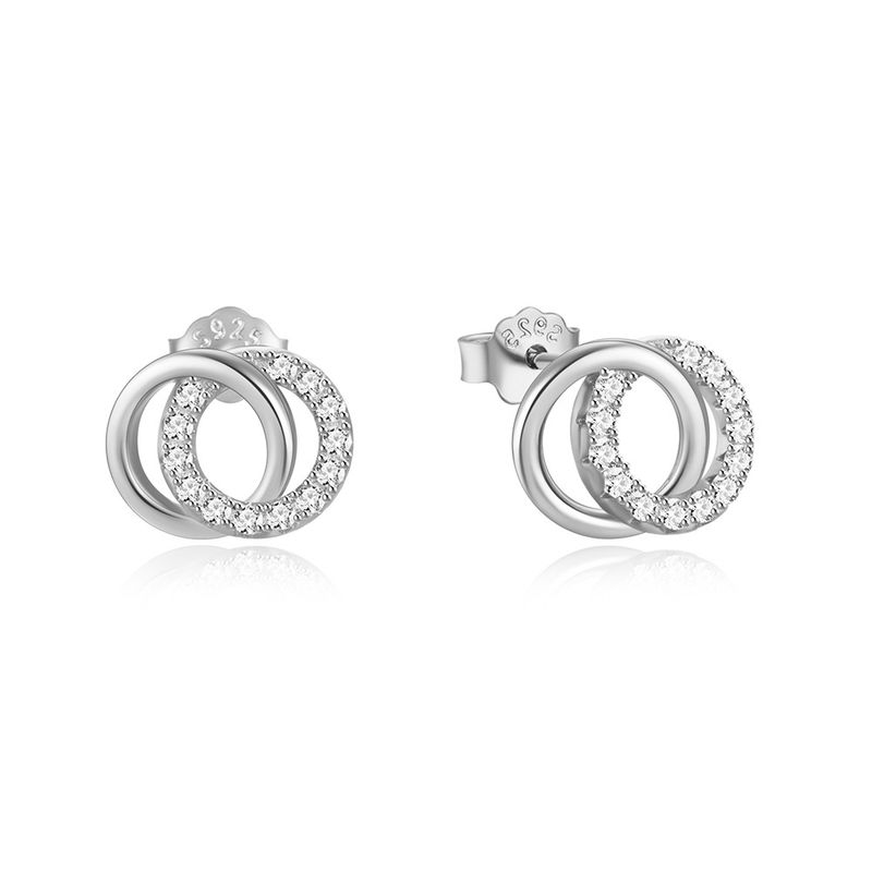 Women's Jewelry 925 Silver Niche Design Simple New Style Net Red Temperament Double Circle Earrings Earrings_voghion.com