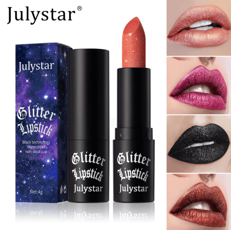 PSJ301-028 12 Colors Shiny Matte Lipstick Carved Pearlescent Glitter Lipstick 3pc Mixed Sales Matte Velvet Lip Lipstick Makeup Velvet Matte Texture 24h Single Product 0.4g Matte Color_voghion.com