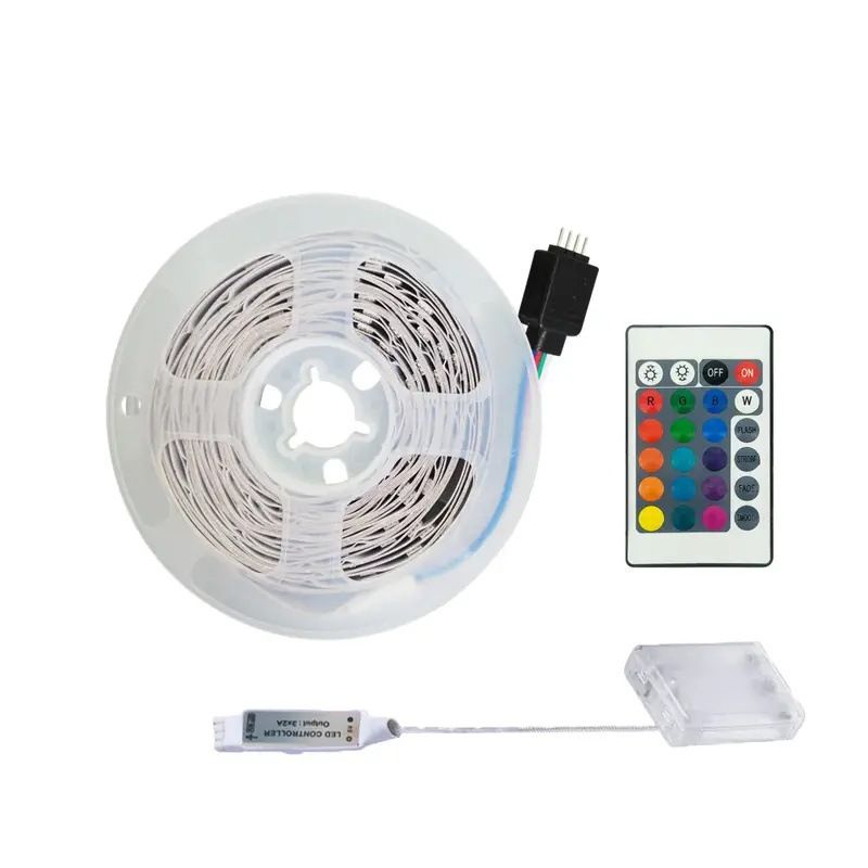Portable RGB LED Strip Lights With Remote Control - 5050/2835 Chips, 5V Battery Operated, Waterproof, For TV Backlight & Indoor Decor_voghion.com