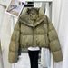 Women's Short PU Leather Down Jacket Winter Puffer Coat With Hood, Lightweight Warm Quilted Outerwear For Casual Streetwear_voghion.com