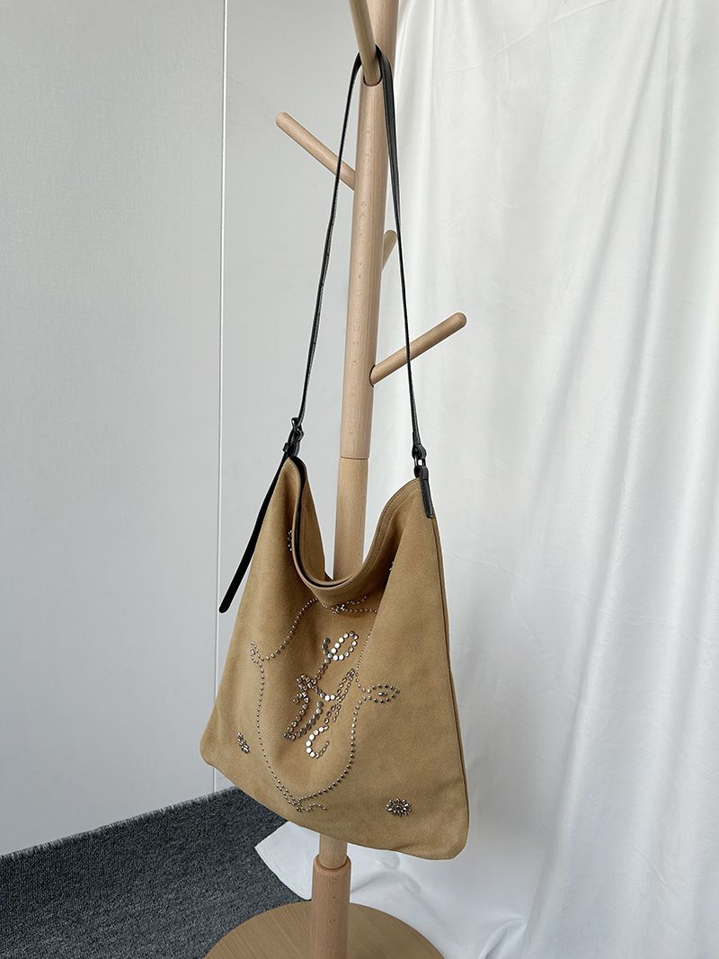 Borsa a tracolla in pelle scamosciata, nuova borsa Hobotote piccola, borsa coreana in pelle di grande capacità, alla moda e versatile, casual, per tutti i giorni._voghion.com