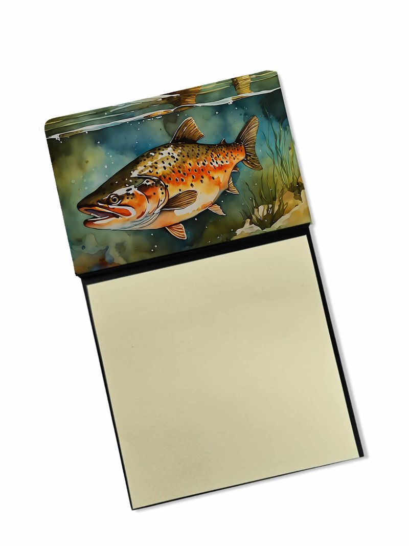 NEW Brown Trout Sticky Note Holder Refillable Dispenser Self-Sticky Note Pads, Memo Pads Blank Desk Accessories_voghion.com
