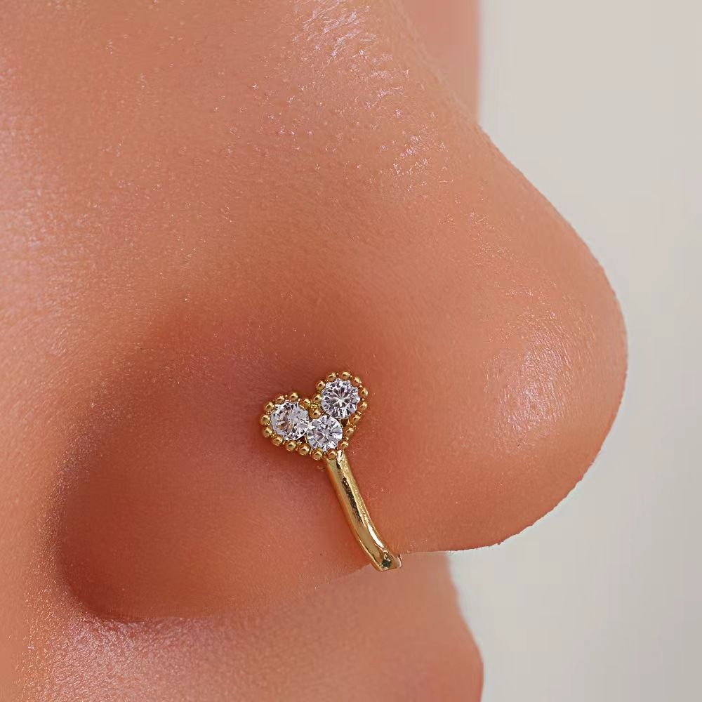 Piercing para la nariz con forma de U, diseño de mariposa, sencillo y creativo, con personalidad, con forma de U y agujero, joyería para la nariz_voghion.com