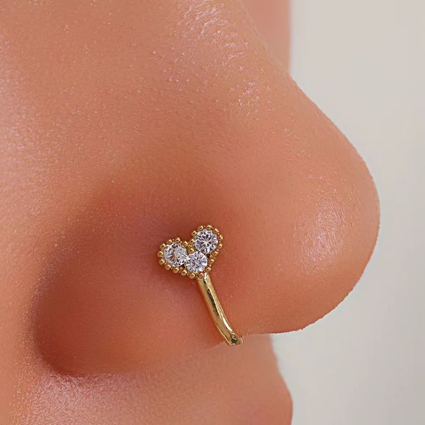 Piercing para la nariz con forma de U, diseño de mariposa, sencillo y creativo, con personalidad, con forma de U y agujero, joyería para la nariz_voghion.com