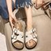 Women's Summer Platform Sandals - Adjustable Leather Strap Slide Sandals (4cm Cork Sole, Retro Buckle Design, Beach & Streetwear)_voghion.com