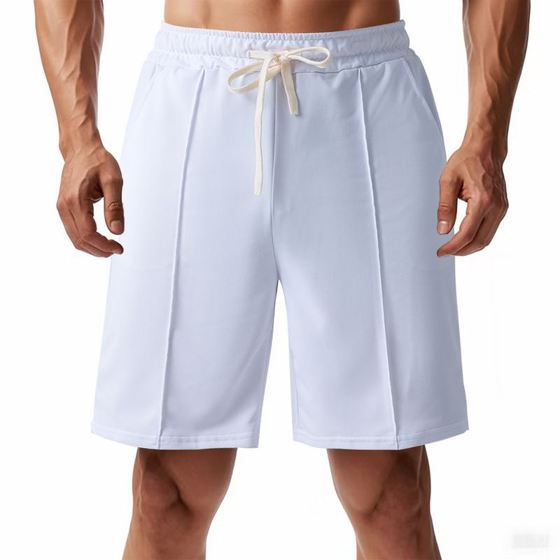 Short de golf décontracté pour homme, style gentleman britannique d'été, tendance sportive, rayures, couleur unie_voghion.com
