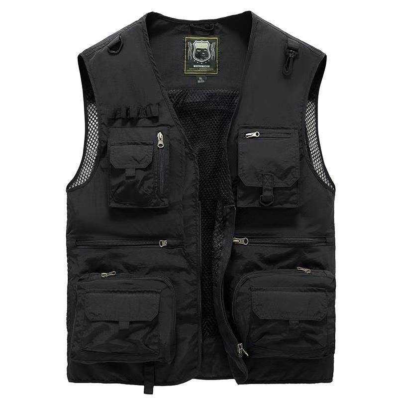 Men's Lightweight Utility Vest – Multi-Pocket Fishing & Photography Sleeveless Jacket, Breathable Outdoor Workwear For Summer Adventures_voghion.com