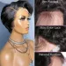 Pixie Cut Lace Front Human Hair Bob Perück Preplucked Babyhoer 13X4 Transparent fir schwaarz Fraen_voghion.com