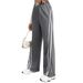 Damenmode-Sporthose mit hoher Taille, lockere, gerade, lässige Jogginghose, gestreifte Patchwork-Hose mit weitem Bein_voghion.com
