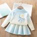 Girls' Sweater Set 2024 Stylish mink fur princess cartoon cute and fashionable knitted children's two-piece skirt set_voghion.com