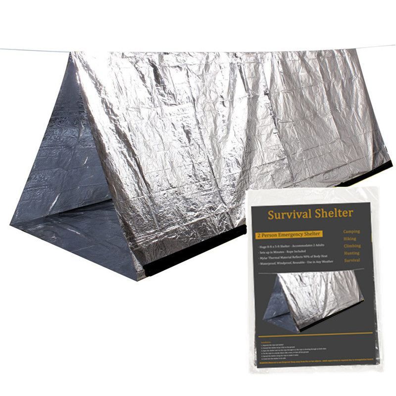 Noodoverlevingstent, winddicht, koud weer, voor kamperen, wandelen, lichtgewicht, reflecterende thermische deken, zonnescherm, windscherm voor buiten_voghion.com