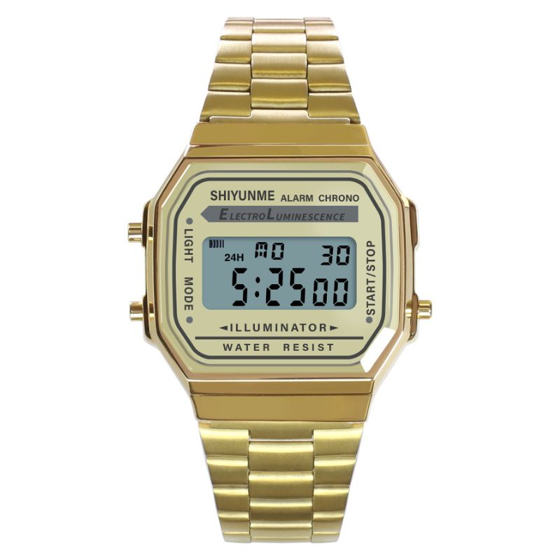 Sports Watch Men's Watch Steel Band Fashion Men's Watch Waterproof Calendar Led Alarm Clock_voghion.com