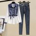 Women's Clothing Fashion All Match Temperament Foreign Style Tops Slim Casual Jeans_voghion.com