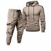 Men's Fleece-Lined Hooded Sweatshirt & Jogger Pants Set - Lightweight, All-Polyester, Streetwear Essentials For Spring & Autumn_voghion.com